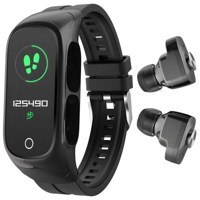2-in-1 Smartwatch & Wireless Earbuds, Heart Rate & Sleep Monitoring, Magnetic Charging, Multi-Sports Modes, Silicone Band for Fitness & Daily Wear
