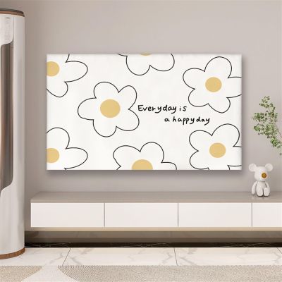 Simple Art Painting TV Cover, Elastic Edge Mounted Stretch TV Dust Cover, TV Cover for Living Room Bedroom Decoration(40-45 inch,Flower A)