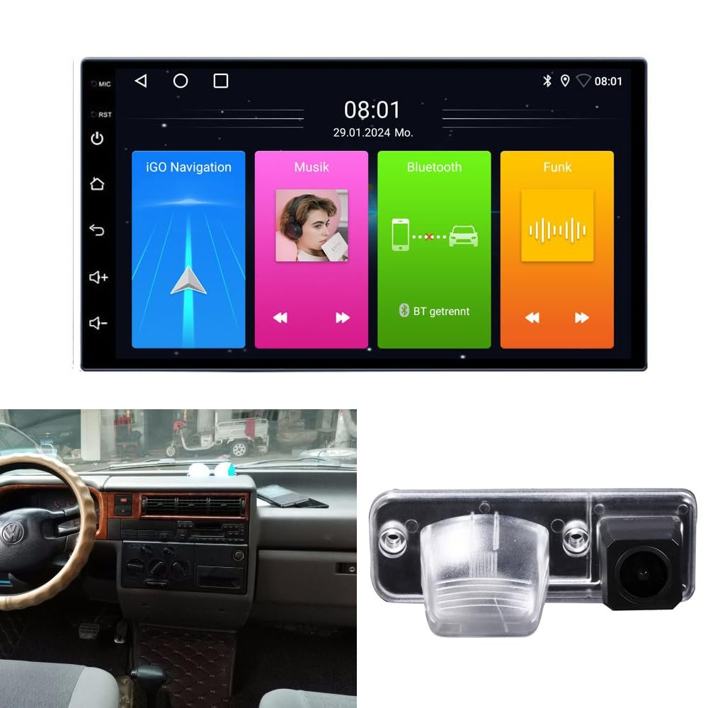GPS Sat Nav Navigation Navigator Autoradio with CarPlay&Android+Rear View Camera Compatible with V W Transporter/Caravelle/Multivan T4 MK4 Cargo/70B 70C 70J 70K 7DC 7DJ 70XB 70XC 7DB 7DW 7DK/70E 70L