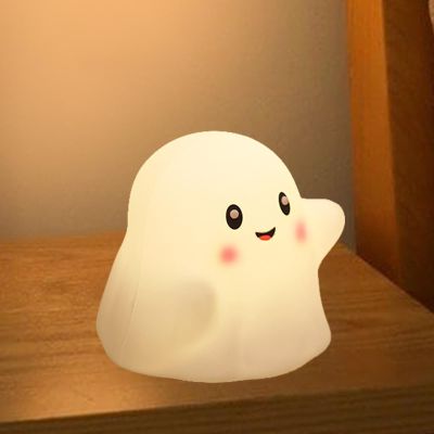 colatry Cute Ghost Night Light LED Silicone Lamp Ghost Decor, Portable Bedside Lamp Rechargeable Nursery Nightlight Touch Lamp for Kids Baby Bedroom Halloween Decorations