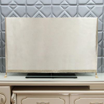 LUNCHS Satin Elegant TV Cover, Simple Linen Full Cover TV Dust Cover, Multi-Model Universal TV Cover(181 * 107cm,Satin Khaki)