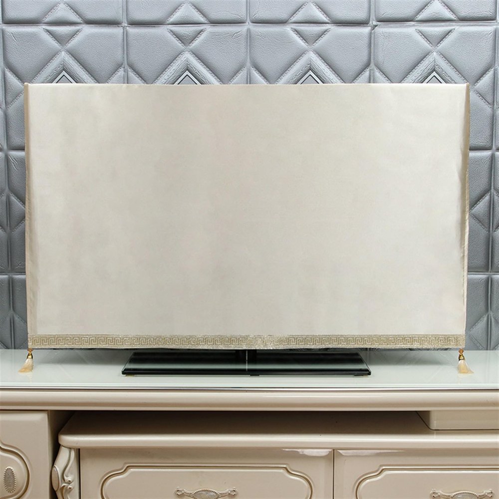 LUNCHS Satin Elegant TV Cover, Simple Linen Full Cover TV Dust Cover, Multi-Model Universal TV Cover(181 * 107cm,Satin Khaki)