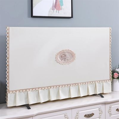 LUNCHS Retro Decorative TV Cover, Lace Hanging TV Dust Cover, Indoor TV Decorative TV Cover(White,70 inch)