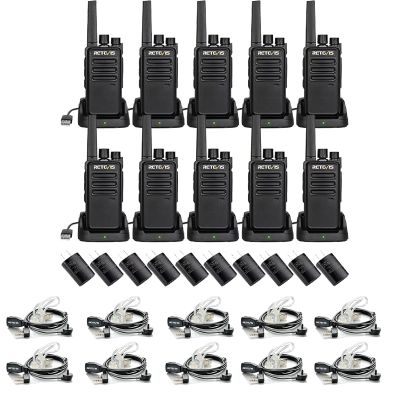 Retevis RT68 Two Way Radio(10 Pack) with Walkie Talkies Earpiece(10 Pack), Compact, Rugged, Heavy Duty 2 Way Radios Rechargeable with USB Charging Base