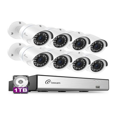 Loocam Home Security Camera System, 1080p H.265+ DVR with 1TB HDD, AI Human Vehicle Detection Wired Surveillance Camera, Security Camera for Home Indoor Outdoor, CCTV Camera APP Remote