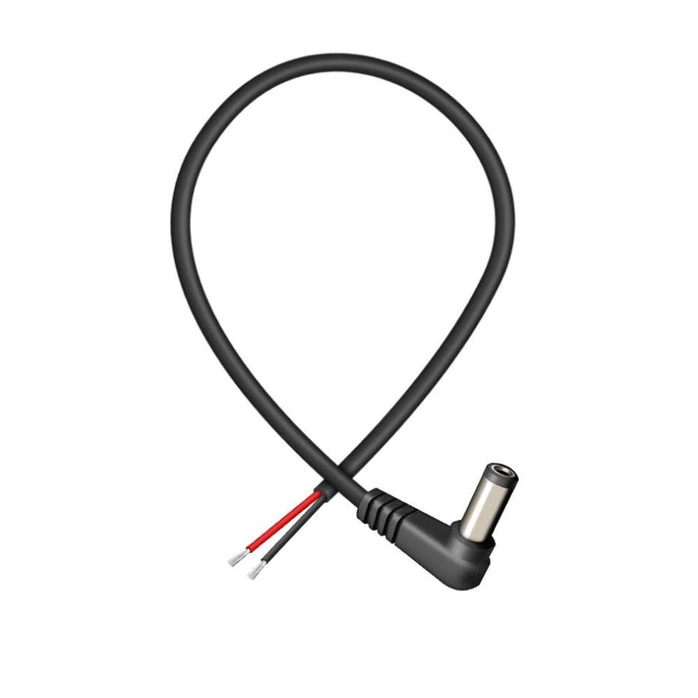 EAHOSUCC 1PCS 0.3M/1FT Short 18AWG 90 Degree Right Angle DC Power 5.5mm x 2.1mm Barrel Male Plug Connector to Pigtail Cable 7A for Repair and Replacement Surveillance Camera