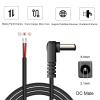 EAHOSUCC 1PCS 0.3M/1FT Short 18AWG 90 Degree Right Angle DC Power 5.5mm x 2.1mm Barrel Male Plug Connector to Pigtail Cable 7A for Repair and Replacement Surveillance Camera view 2