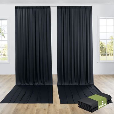 10ftx14ft Black Backdrop Curtains for Wedding-Wrinkle Free Backdrops Curtain Drapes Fabric Decorations Photo Back Drop Cloth for Baby Shower Photography Stage Reception 2Panels 14ft(H) x 5ft(W)