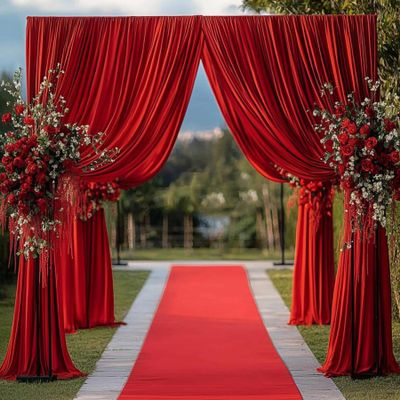 20ftx12ft Red Backdrop Curtains for Wedding-Wrinkle Free Backdrops Curtain Drapes Fabric Decorations Photo Back Drop Cloth for Baby Shower Photography Stage Reception 4Panels 12ft(H) x 5ft(W)
