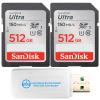 SanDisk 2-Pack Ultra 512GB Memory Card (SDSDUNC-512G-GN6IN) Bundle with (1) Everything But Stromboli MicroSDXC & SD Card Reader view 1