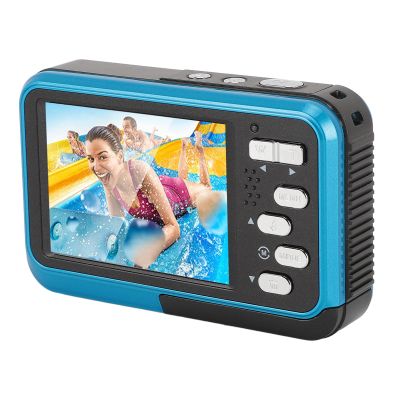 4K Underwater Cameras, Digital Underwater Camera 48 MP 11FT Depth Dual Screens for Snorkeling (Blue)