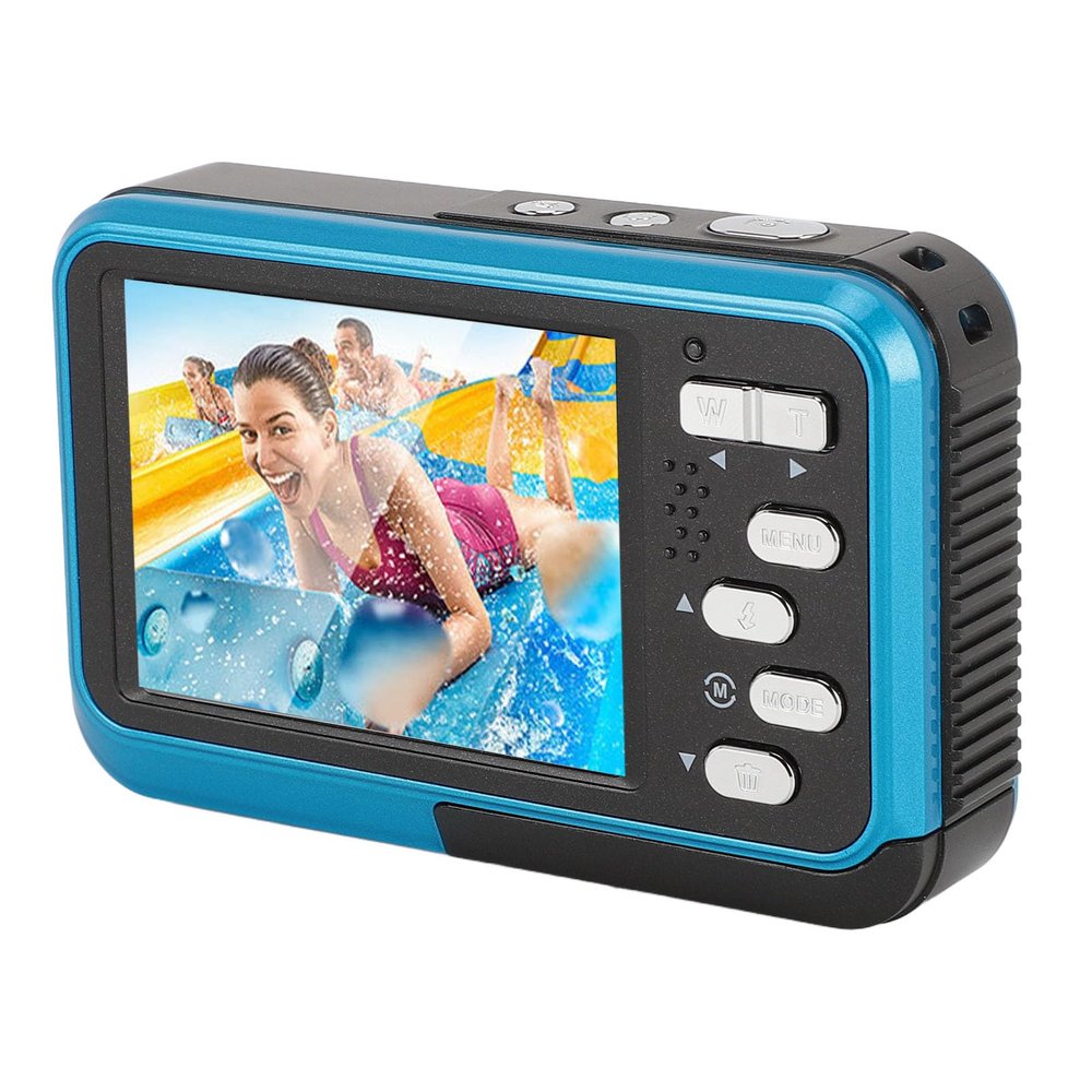 4K Underwater Cameras, Digital Underwater Camera 48 MP 11FT Depth Dual Screens for Snorkeling (Blue)