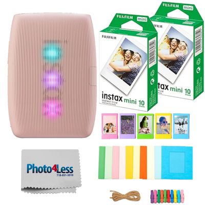 FUJIFILM INSTAX Mini Link 3 Smartphone Printer Bundle with Fujifilm Instax Mini Film (20 Sheets), Hanging Photo Frames, Table top Photo Frame for Mini Film (Rose Pink)