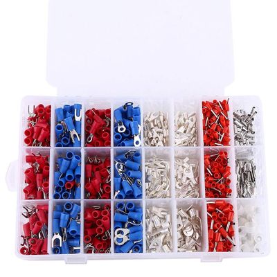 1000pcs 24Types Insulated Crimp Terminals Electrical Cable Wire Connectors Assorted Set for Vehicles and Workshops