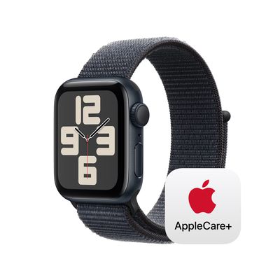 Apple Watch SE (2nd Gen) [GPS 40mm] Smartwatch with Midnight Aluminium Case with Ink Sport Loop One Size. Fitness and Sleep Trackers, Crash Detection, Heart Rate Monitor, Carbon Neutral