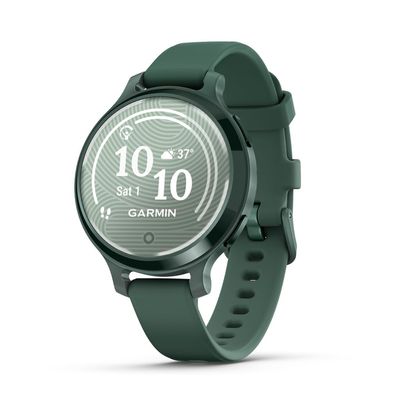 Garmin Lily 2 Active, Small and Stylish Smartwatch, Built-in GPS, Hidden Display, Patterned Lens, Up to 9 Days Battery Life, Jasper Green with Jasper Green Silicone Band