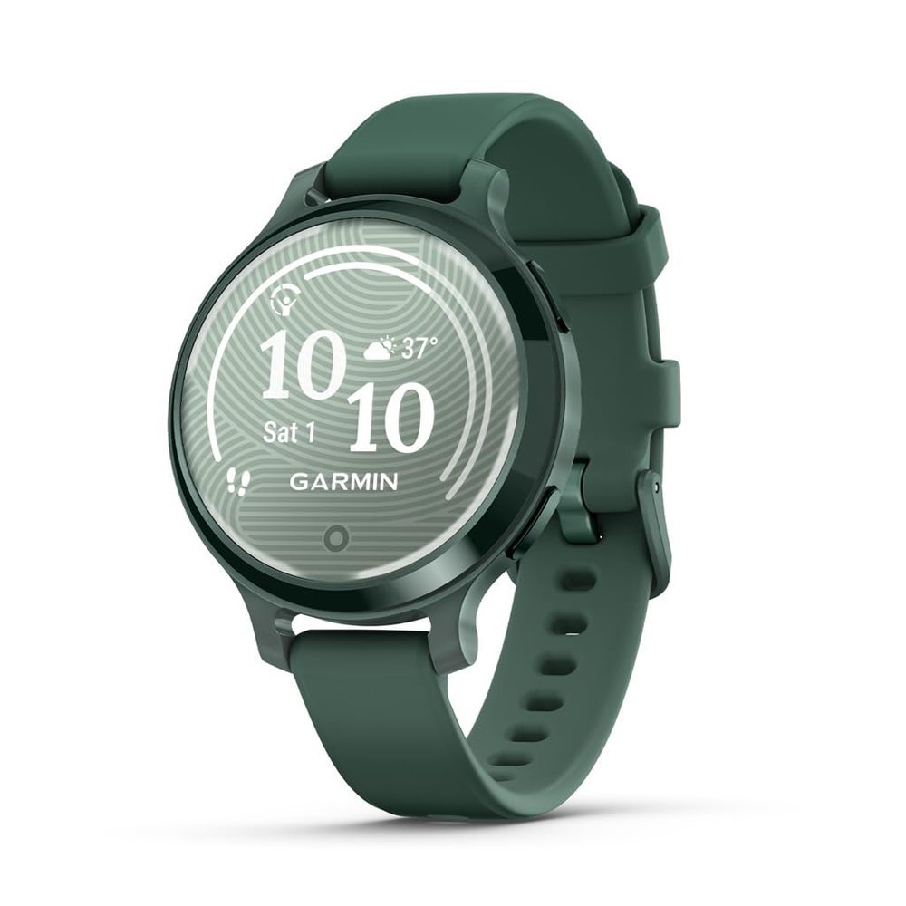 Garmin Lily 2 Active, Small and Stylish Smartwatch, Built-in GPS, Hidden Display, Patterned Lens, Up to 9 Days Battery Life, Jasper Green with Jasper Green Silicone Band