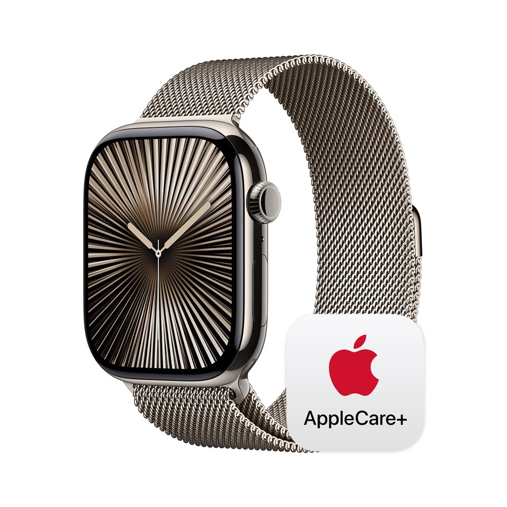 Apple Watch Series 10 [GPS + Cellular 46mm] with Natural Titanium Case with Natural Milanese Loop - M/L. Fitness Tracker, ECG App, Always-On Retina Display, Carbon Neutral with AppleCare+ (2 Years)