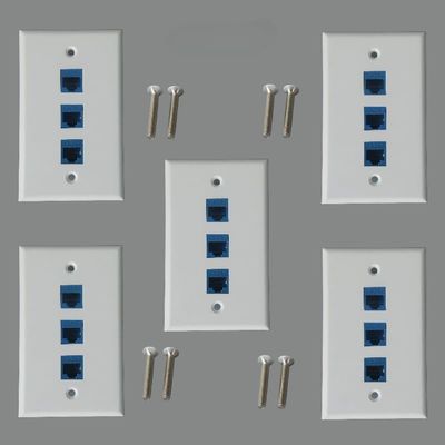 5 pieces Cat 6 Ethernet wall panel with 6 ports, Ethernet wall panel female female detachable compatible with Cat7/6/6e/5/5e Ethernet (1 wall panel and 3 port)