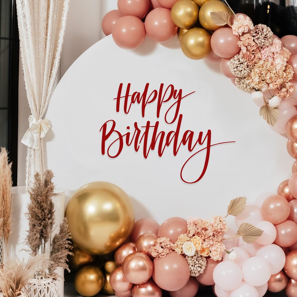 Sinload Happy Birthday Backdrop Decal for Party Photo, Red