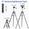 Binocular Tripod, 72 Spotting Scope Tripod Stand with Binocular Adapter and 2 QR Plates, Travel Camera Stand with Phone Holder/Carry Bag, Compatible with Binoculars/Spotting Scope/Camera/Phone view 2