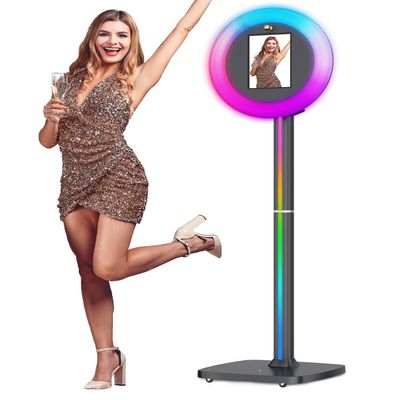Portable Photo Booth Compatible with Any Ipad,Photo Booth Stand Shell with CyraTok PhotoBooth Free VIP Member and APP Control,Perfect for Parties,Wedding and Events(Black)