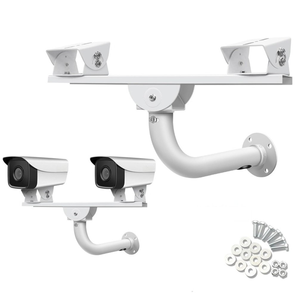 UQISOVI CCTV Security Dual Camera Mount Bracket, One to Two Horizontal Cross Bar L-Type Security Camera Wall Mounting Bracket Kit for Double Surveillance Camera (Wall Mount Length 40cm)