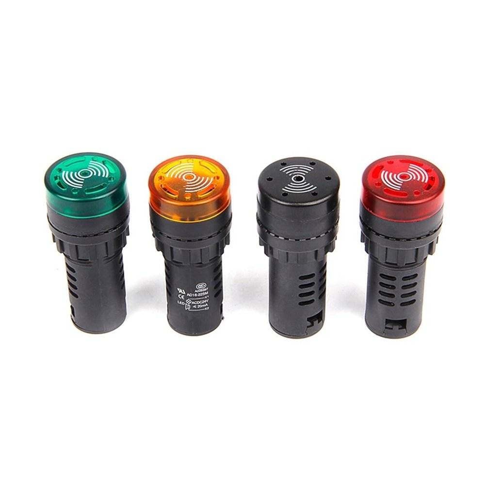 10pcs AD16-22SM Buzzer Intermittent with Light LED Flash Sound and Light Alarm AC and DC12V/24V/AC220V(Green,10PCS_380V)