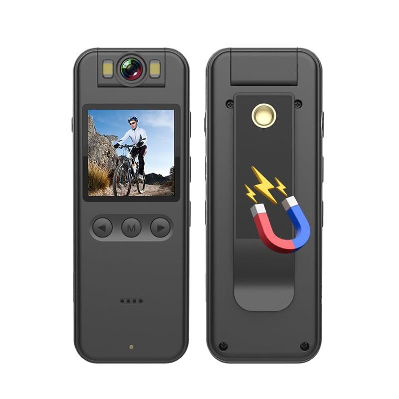 Camnoon 2K Body Camera with Audio and Video Recording Wearable Body Cam WiFi Camera Camcorder with 180 Rotatable Lens Magnetic Back Clip Bicycle Stand for Law Enforcement Delivery Personal Traveling