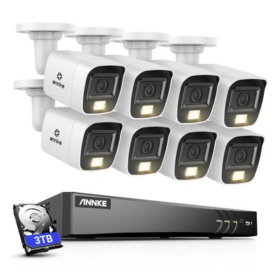 ANNKE 4K Security Camera System, 8CH 8MP AI DVR with Human & Vehicle Detection, 3TB HDD and 8 x 4K IP67 Bullet Home & Surveillance Cameras, Work with Alexa, Easy Remote View, Smart Color Night Vision