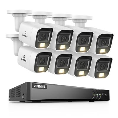ANNKE 4K Security Camera System, 8CH 8MP AI DVR with Human & Vehicle Detection, NO HDD and 8 x 4K IP67 Bullet Home & Surveillance Cameras, Work with Alexa, Easy Remote View, Smart Color Night Vision