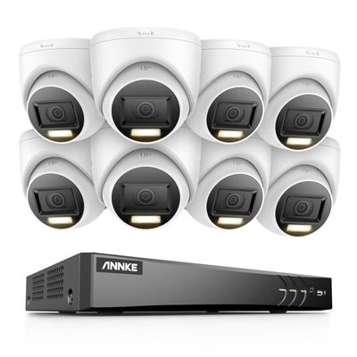 ANNKE 4K Security Camera System, 8CH 8MP AI DVR with Human & Vehicle Detection, NO HDD and 8 x 4K IP67 Turret Home & Surveillance Cameras, Work with Alexa, Easy Remote View, Smart Color Night Vision