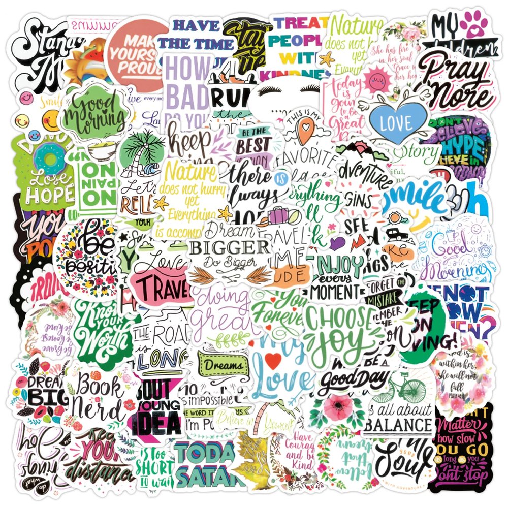 100pcs Inspirational Stickers, Motivational Words Stickers for Girl Teen Adult Water Bottle Positive Quote Vinyl Stickers for Laptop Encouraging Affirmation Decal for Teacher Journaling Scrapbook
