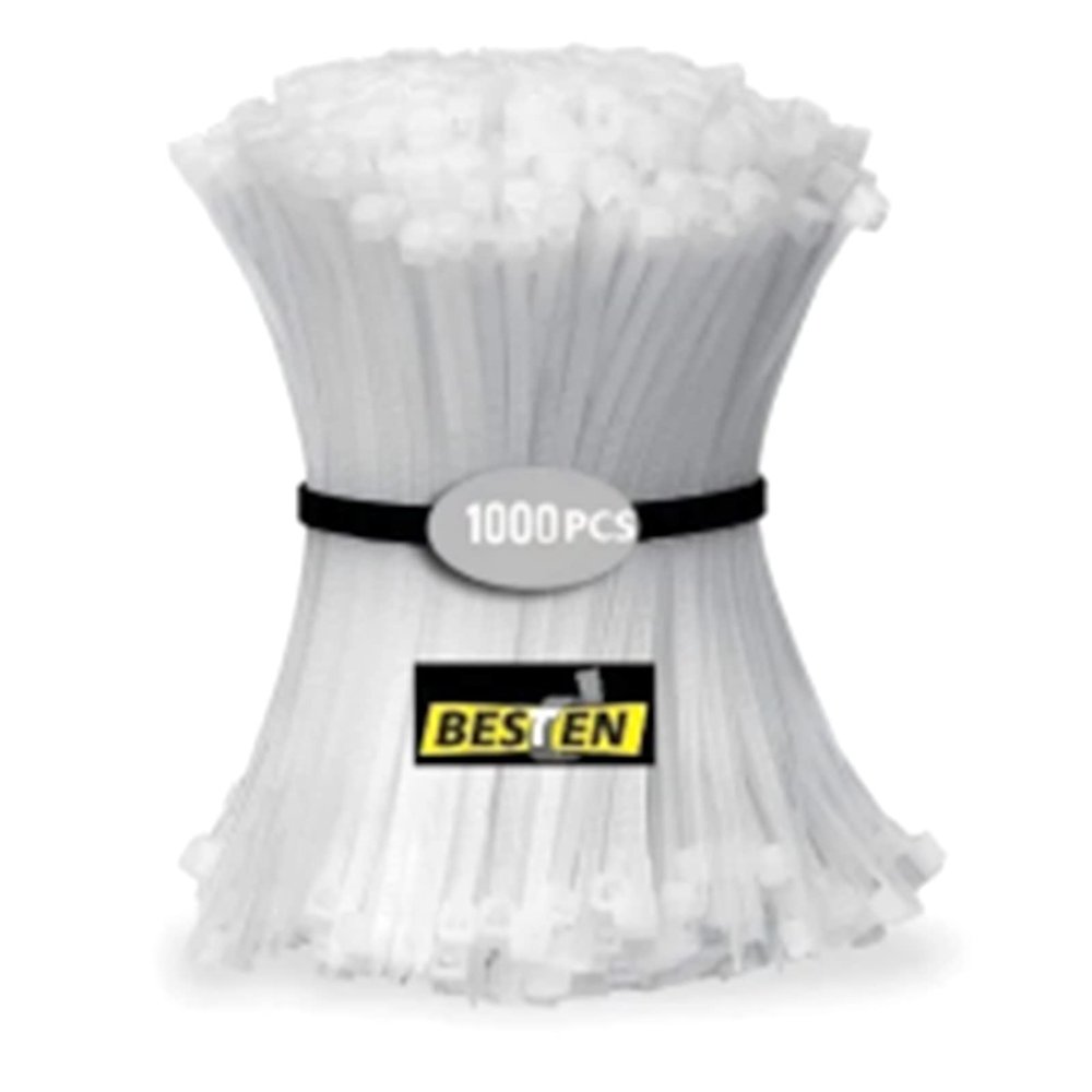 1000pcs Cable Ties Pa66 Nylon SelfLocking Strong Locking Force Heavy Duty Cable Tie White