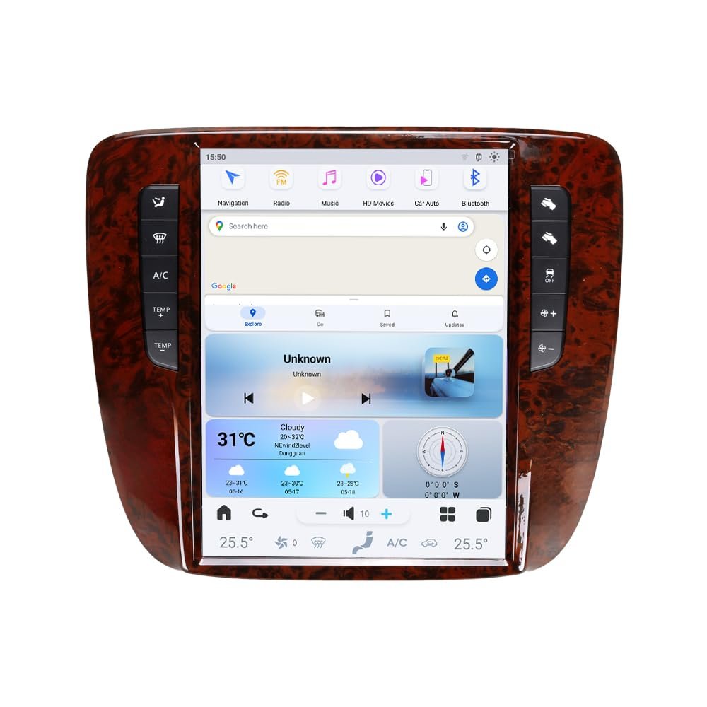 12.1 Inch Car Stereo Radio GPS Navigation for GMC Yukon Sierra Chevrolet Tahoe Suburban Avalanche 2007-2013 IPS Screen Android 13 Mirror Link Multimedia Player Video Audio (8-128GB CarPlay)