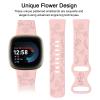 AK Floral Engraved Band Compatible with Fitbit Sense 2 / Sense Bands/Fitbit Versa 4 / Versa 3 Bands Women Men, Soft Sport Replacement Wristbands for Fitbit Sense 2 / Sense/Versa 4 / Versa 3 Smart Watch (Light Pink) view 4