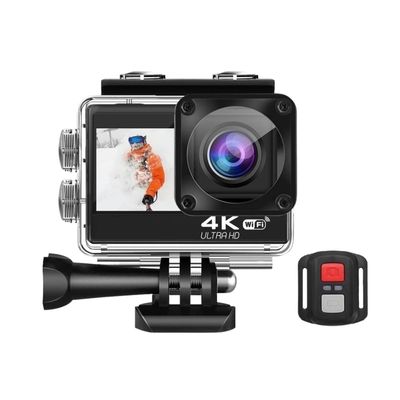 Action Camera Action Camera 4K 60FPS 24MP 2.0 Touch LCD Dual Screen Remote Control WiFi Waterproof Helmet Go Sports Video Recorder Vlogging Camera (Bundle: : Option 6 Color : Black) (Black Option 3)