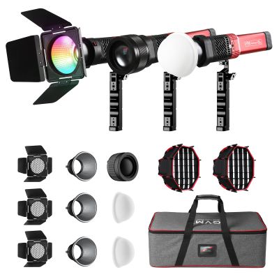 GVM PD60C RGB Video Light, 3 Packs 60W COB Photography Lighting with Softbox, Portable Studio Light, IP65 Water Resistant Handheld Spotlight for Photographers, 2700-6800K, 34200lux/0.5m