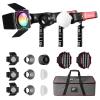 GVM PD60C RGB Video Light, 3 Packs 60W COB Photography Lighting with Softbox, Portable Studio Light, IP65 Water Resistant Handheld Spotlight for Photographers, 2700-6800K, 34200lux/0.5m view 1