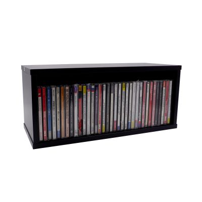 MayRecords Black Cd Storage Box, 15.67 x 6.77 x 6.38 Inch Cd Rack, Stackable Cd Organizer, Holds Up To 35 CDs for Living Room, Bedroom, Office (Black)