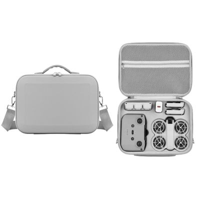 Drone Carrying Case for DJI Neo Portable Storage Bag Crossbody Bag Suitcase Large Capacity Travel Handbag Anti-Scratch Anti-drop Protective Case With Shoulder Strap Accessories (Grey PU)