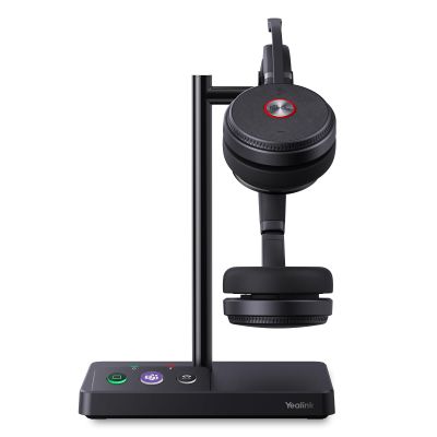 Yealink WH62 DECT Wireless Headset with DECT Base,525 Feet Range Teams/UC Zoom Certified Work Dual Ear Headset for Desk Phone and PC,Telephone Headset with Noise Cancelling Mic,Ringer,14 H Talk Time