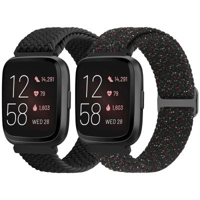 TumpCez Elastic Band for Fitbit Versa 2/Versa Lite/Versa SE Bands for Women Men, Braided Stretchy Straps Nylon Sport Wristband for Fitbit Versa