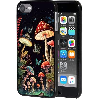 AIRWEE Slim Back Cover Hard Plastic Protector Case for Apple iPod Touch 5th/6th/7th Generation - Mushroom Moon Flower Pattern