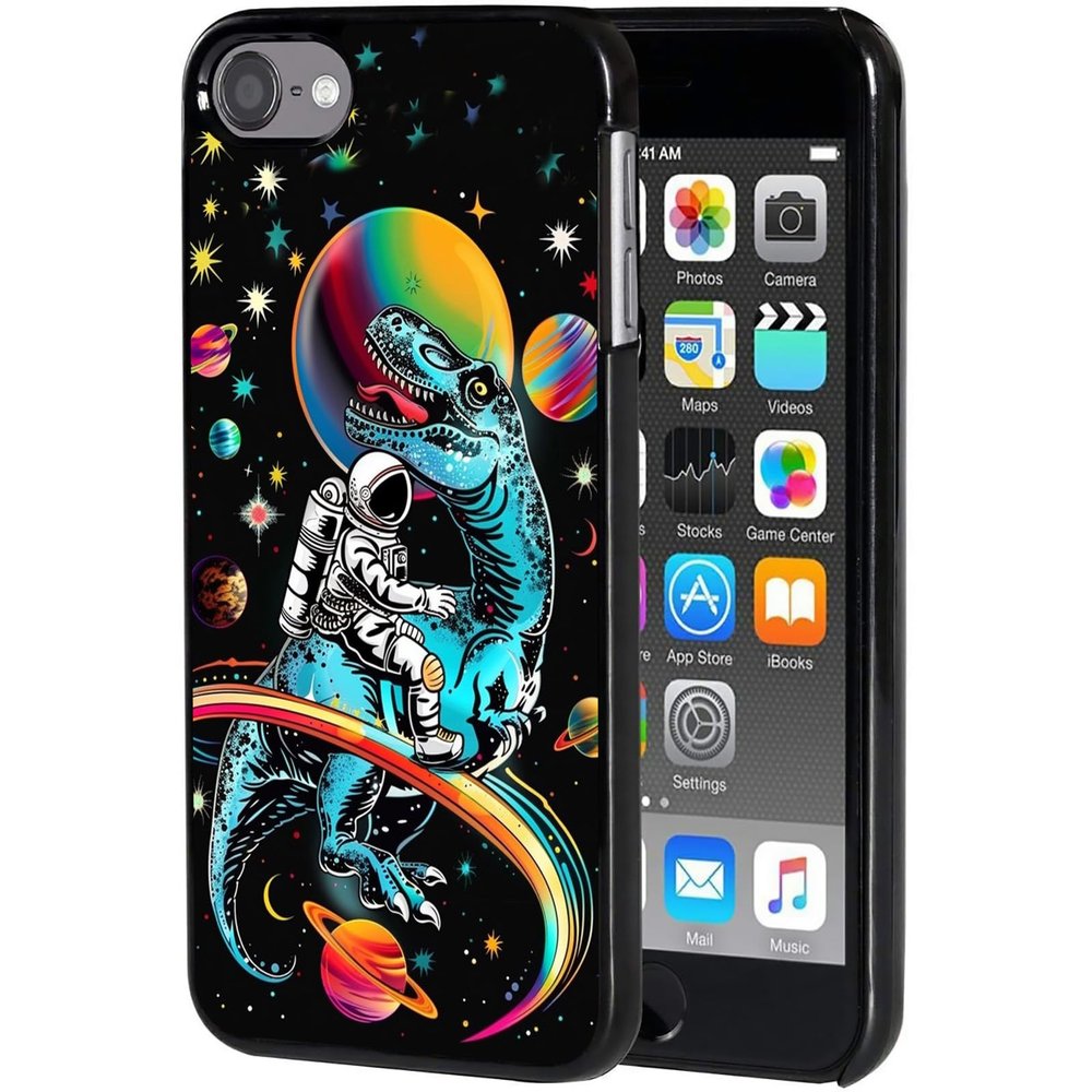 AIRWEE Case for iPod Touch 5th/6th/7th Generation, Slim Fit Shockproof & Lightweight Durable Cover for Apple iPod Touch, Drop Protection Hard PC Shell for Women Girls Men, Dinosaur Man