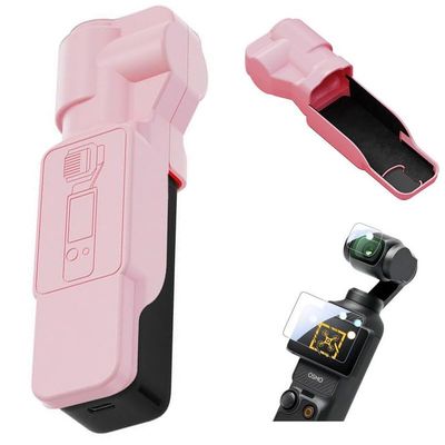 Coyktonty Gimbal Protective Cover for DJI Osmo Pocket 3 PC Protective Cover, With Lens Screen Protector,Flip Top Design,Total Protection (Pink)