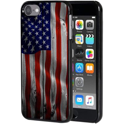 for iPod Touch 7 Case,Touch 6/5 Case,AIRWEE Slim Back Cover Hard Plastic Protector Case for Apple iPod Touch 5th/6th/7th Generation for Women Girl Men, Red USA Vintage Flag