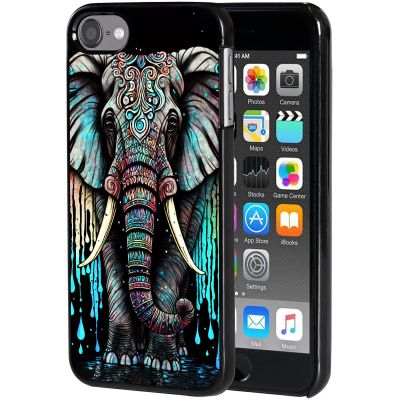 AIRWEE Slim Back Cover for iPod Touch 7/6/5 - Hard Plastic Protector Case for Apple iPod Touch 5th/6th/7th Generation - For Women, Girl, Men - Colorful Elephant