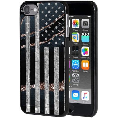 for iPod Touch 7 Case,Touch 6/5 Case,AIRWEE Slim Back Cover Hard Plastic Protector Case for Apple iPod Touch 5th/6th/7th Generation for Women Girl Men, Black Gold Flag