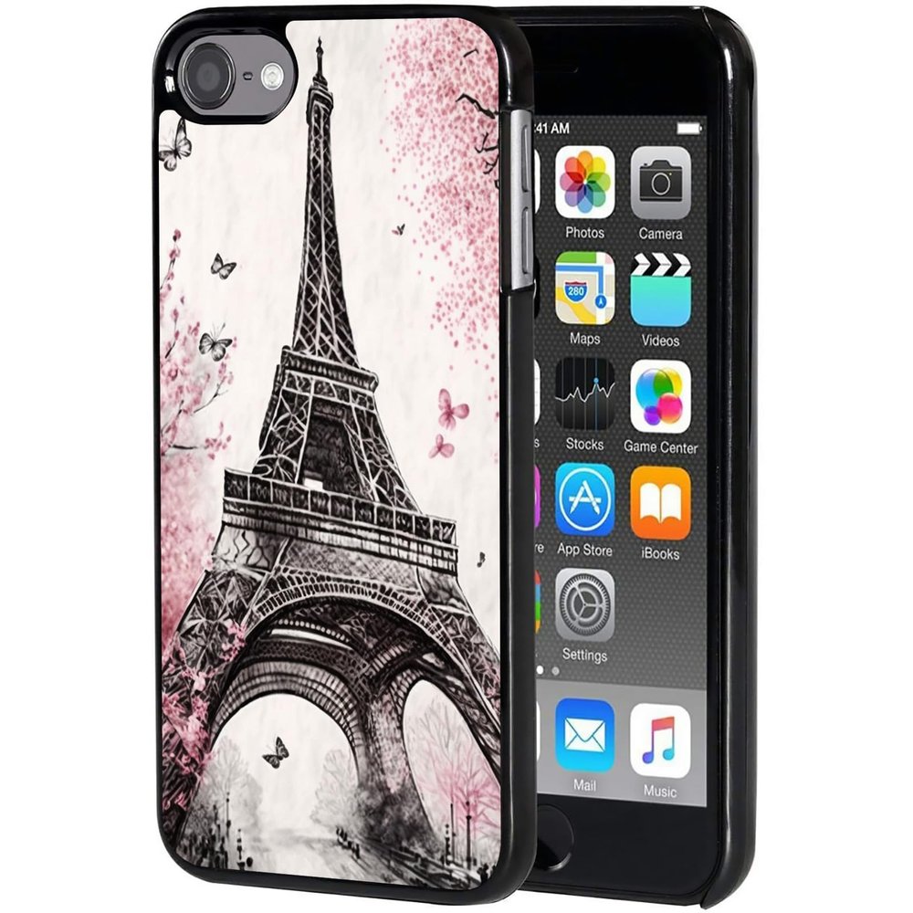 for iPod Touch 7 Case,Touch 6/5 Case,AIRWEE Slim Back Cover Hard Plastic Protector Case for Apple iPod Touch 5th/6th/7th Generation for Women Girl Men, Eiffel Tower